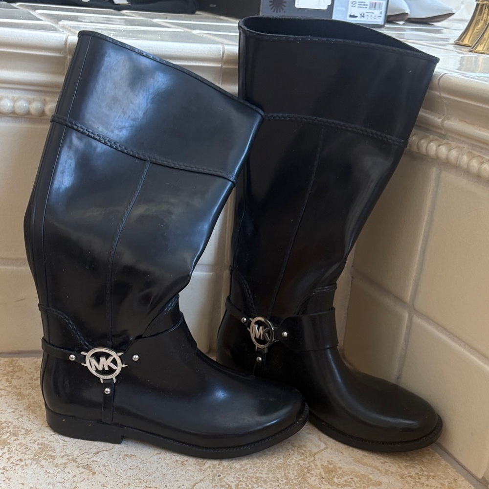 Michael Kors Black Winter Rain Boots Wellies 9